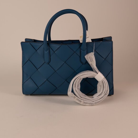 Michael Kors Scarlett Medium Woven Leather Satchel in DK CHAMBRAY - NWT - Picture 2 of 5